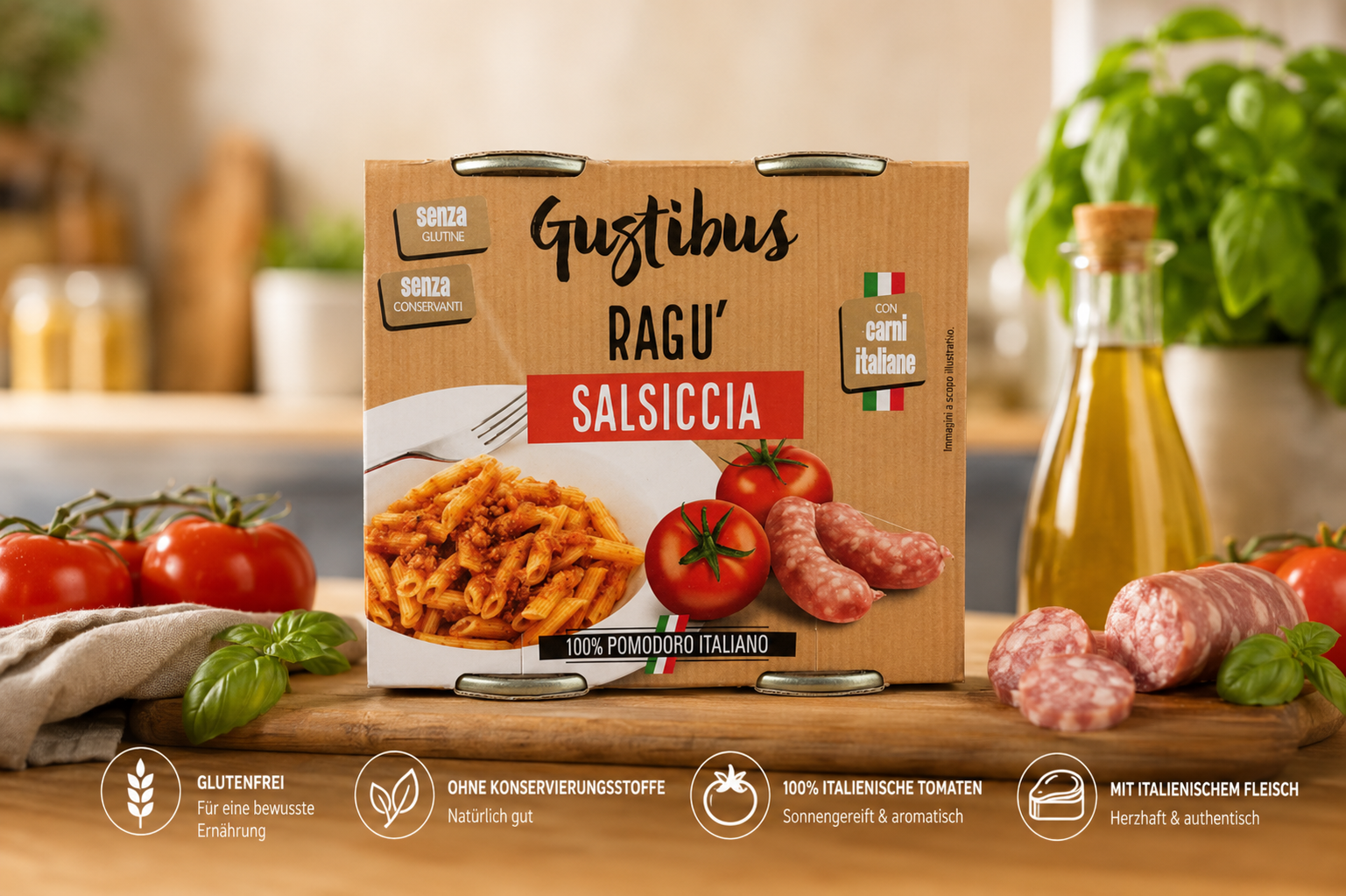 Gustibus Ragù Salsiccia – Original italienische Pastasauce mit Salsiccia (360 g)