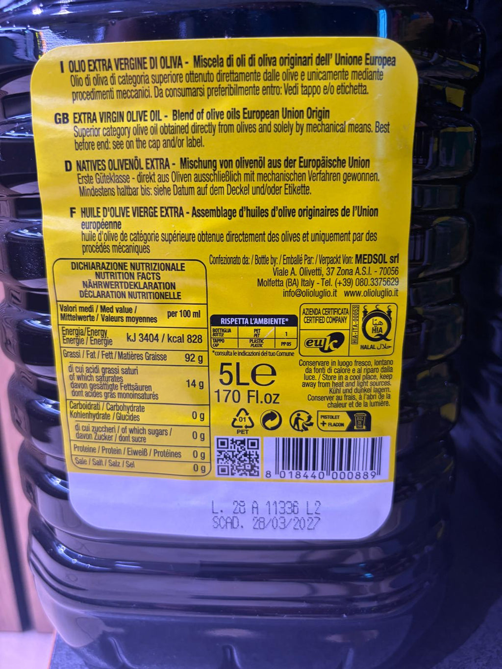 Luglio Olivenöl – 5 Liter Kanister