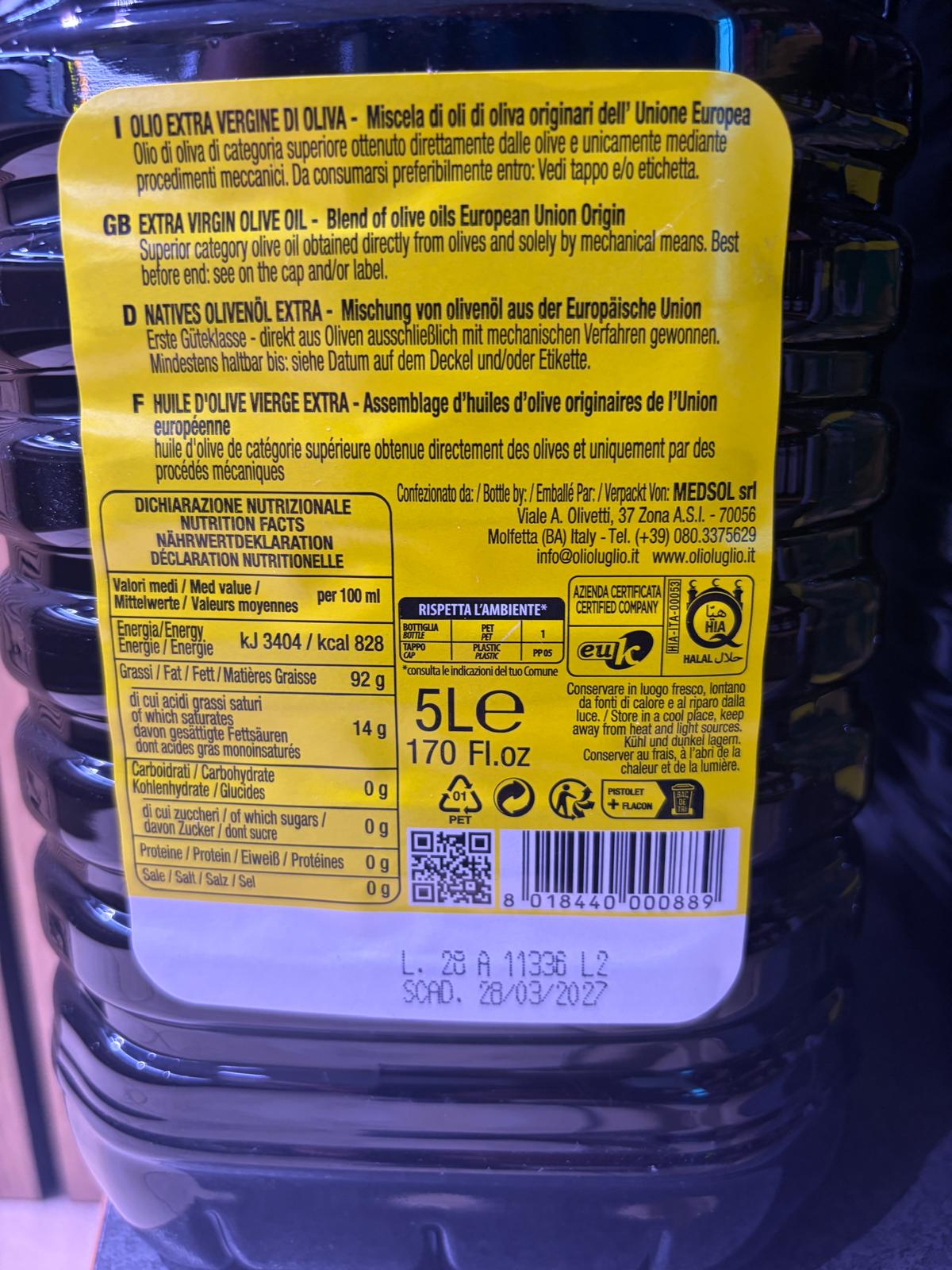 Luglio Olivenöl – 5 Liter Kanister