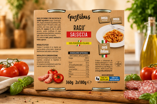 Gustibus Ragù Salsiccia – Original italienische Pastasauce mit Salsiccia (360 g)